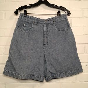 Talbots railroad striped mom jean shorts